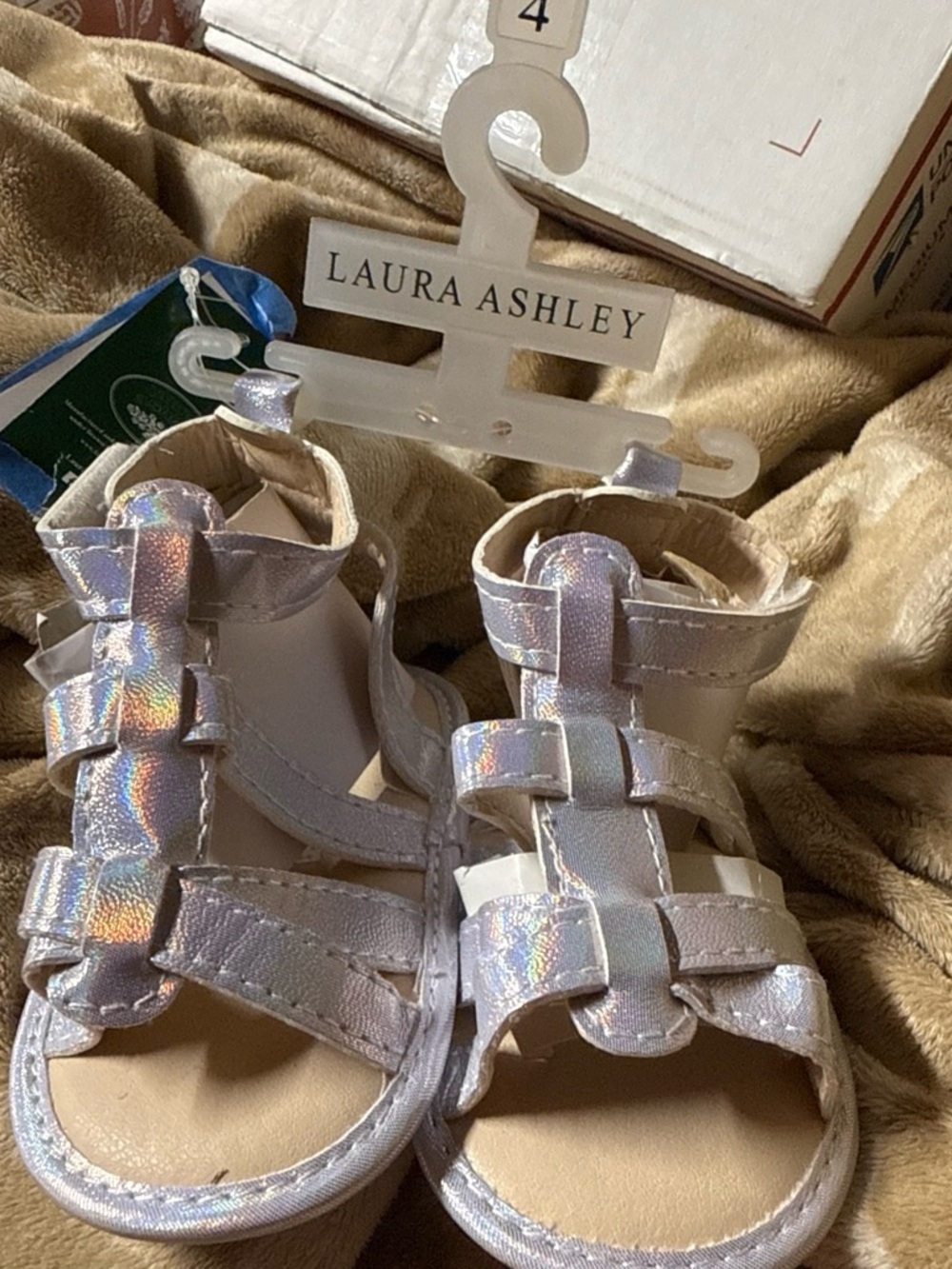 Laura Ashley Iridescent Silver Girls' Gladiator Sandals